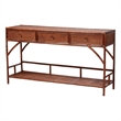Pemberly Row Marbled Tortoise Rattan Console Table with 3 Drawers