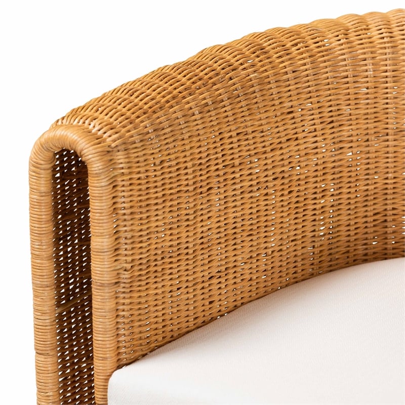 Pemberly Row Natural Rattan 5-Piece Barrel Chair Dining Set with Round Table