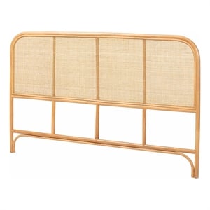 Pemberly Row Natural Rattan Standalone Queen Headboard with Woven Panel