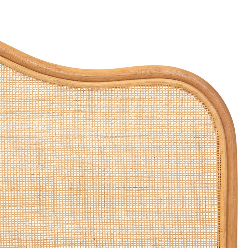 Pemberly Row Natural Rattan Arched Queen Standalone Headboard with Woven Panel