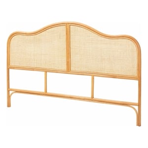 Pemberly Row Natural Rattan Arched Queen Standalone Headboard with Woven Panel