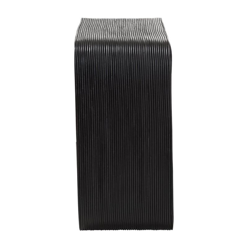 Pemberly Row Black Rattan Waterfall Console Table with Hairpin Legs