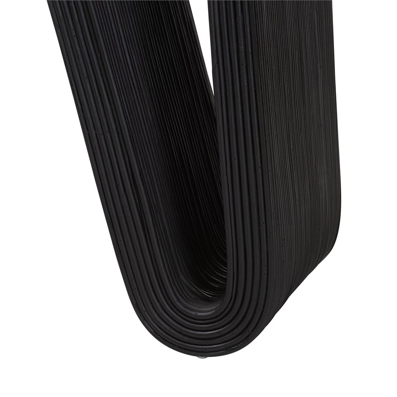 Pemberly Row Black Rattan Waterfall Console Table with Hairpin Legs