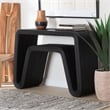 Pemberly Row Black Rattan Waterfall Console Table with Hairpin Legs