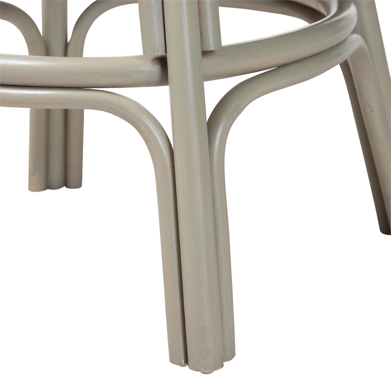 Pemberly Row Grey Rattan 360 Swivel Bar Stool with Wingback Design