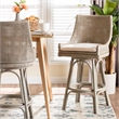 Pemberly Row Grey Rattan 360 Swivel Bar Stool with Wingback Design