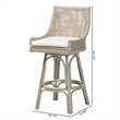 Pemberly Row Grey Rattan 360 Swivel Bar Stool with Wingback Design