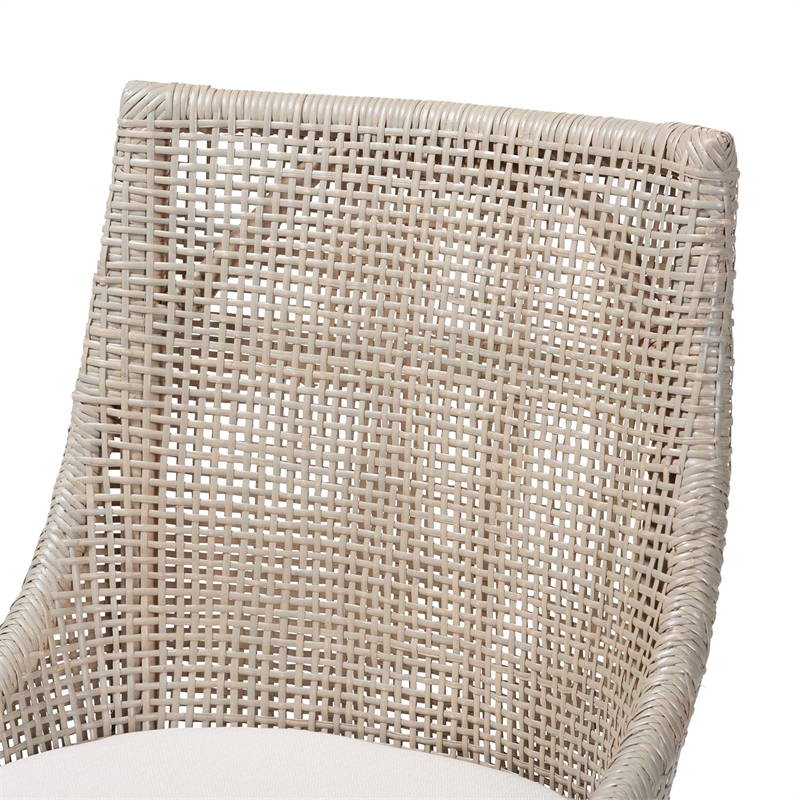 Pemberly Row Grey Rattan 360 Swivel Counter Stool with Wingback Design