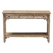 Pemberly Row Handwoven Seagrass Console Table with Openwork Border
