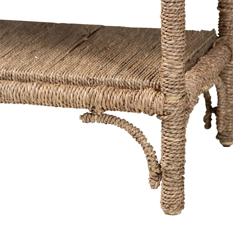 Pemberly Row Handwoven Seagrass Console Table with Openwork Border