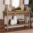 Pemberly Row Handwoven Seagrass Console Table with Openwork Border