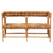 Pemberly Row Natural Rattan and Seagrass Bench with Geometric Woven Seats
