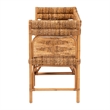 Pemberly Row Natural Rattan and Seagrass Bench with Geometric Woven Seats