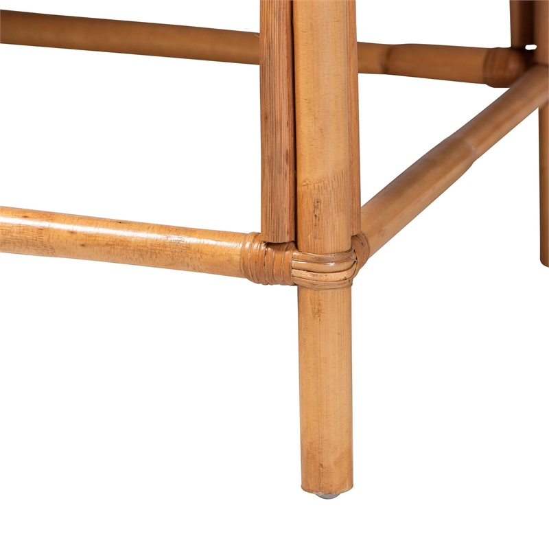 Pemberly Row Natural Rattan and Seagrass Bench with Geometric Woven Seats
