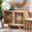 Pemberly Row Natural Rattan 2-Shelf Storage Cabinet with Curved Legs