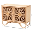 Pemberly Row Natural Rattan 2-Shelf Storage Cabinet with Curved Legs