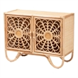 Pemberly Row Natural Rattan 2-Shelf Storage Cabinet with Curved Legs
