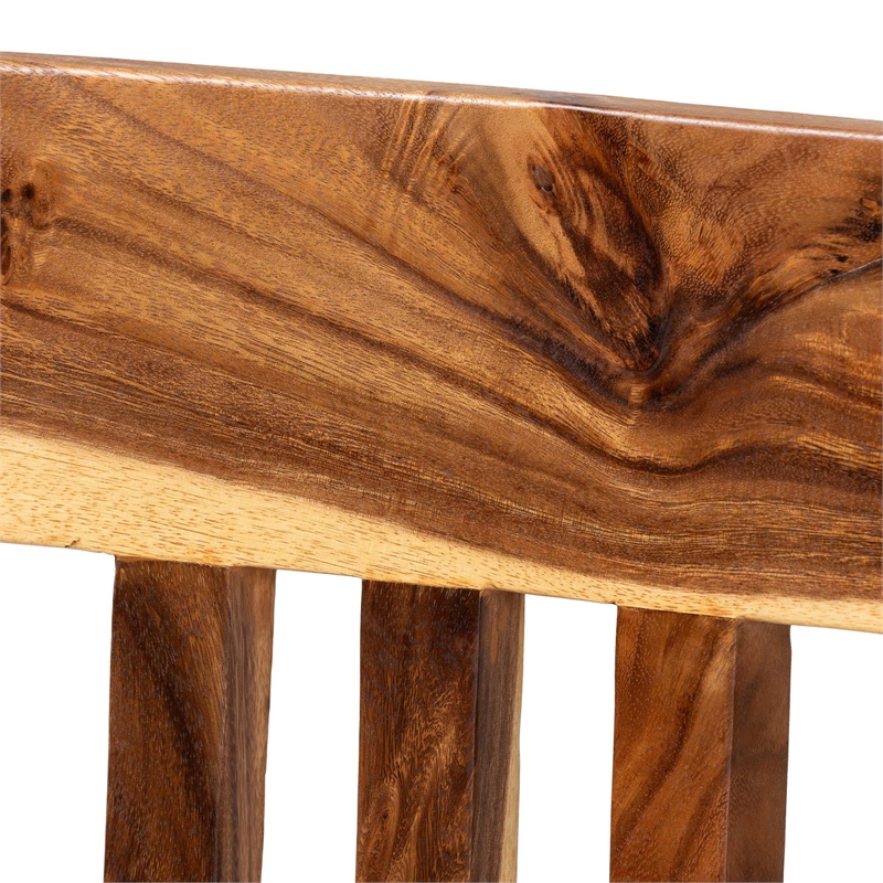 Pemberly Row Solid Suar Wood Hand-Carved Counter Stool with Footrest