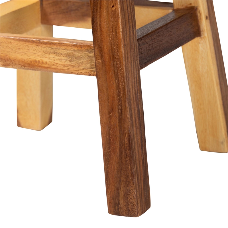Pemberly Row Solid Suar Wood Hand-Carved Counter Stool with Footrest