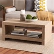 Pemberly Row Handwoven Jute Rectangular Coffee Table with Open Shelf