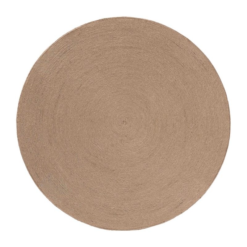 Pemberly Row Handwoven Jute Round Coffee Table with Smooth Base