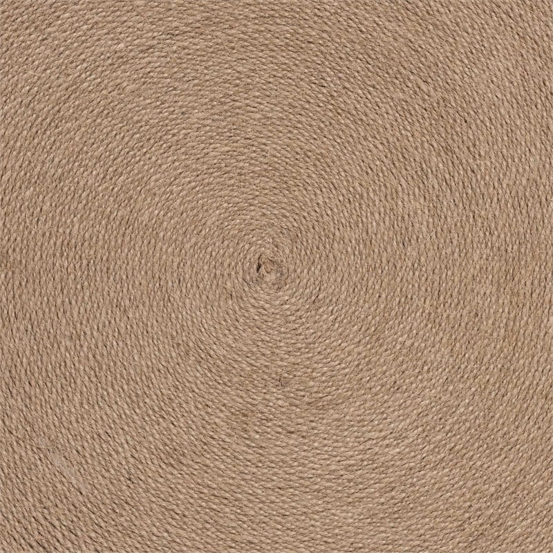 Pemberly Row Handwoven Jute Round Coffee Table with Smooth Base