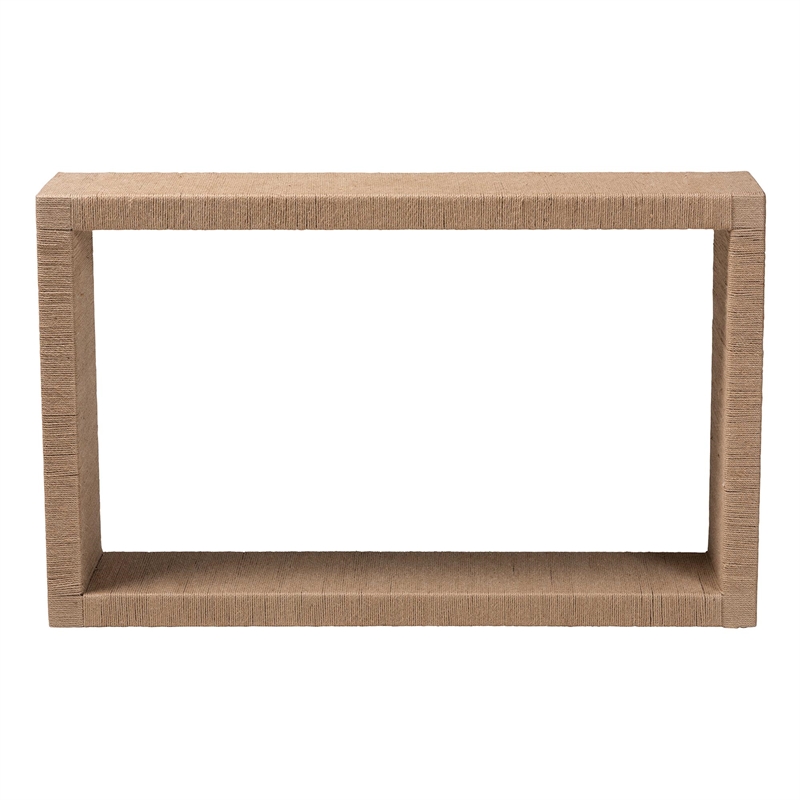 Pemberly Row Handwoven Jute Console Table with Open Shelf and Clean Lines