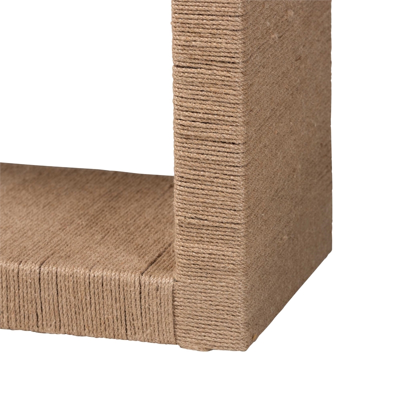 Pemberly Row Handwoven Jute Console Table with Open Shelf and Clean Lines