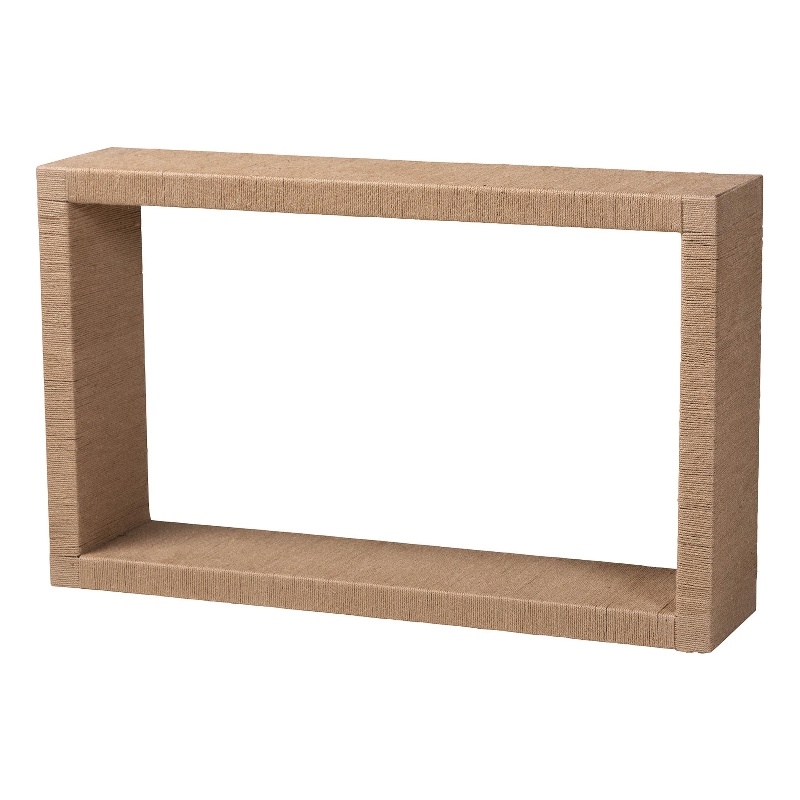 Pemberly Row Handwoven Jute Console Table with Open Shelf and Clean Lines