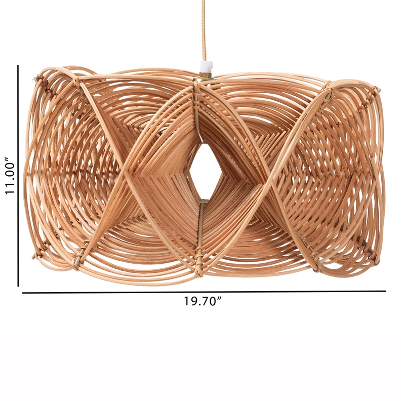 Pemberly Row Natural Rattan Geometric Pendant Lampshade for Ceiling Fixture