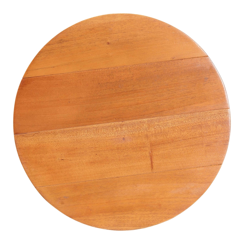 Pemberly Row Natural Rattan End Table with Basket Base and Wood Top