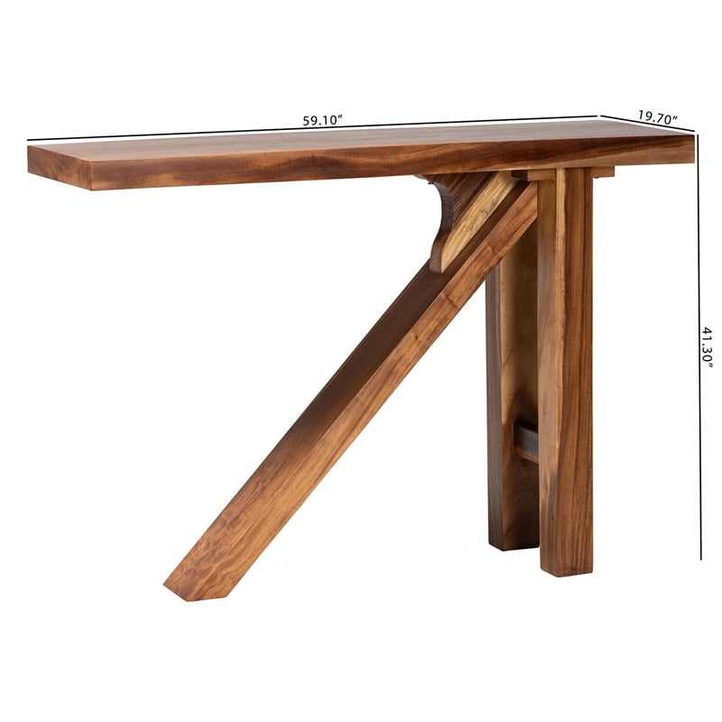 Pemberly Row Solid Suar Wood Bar Table with Tripod Base Seats 4