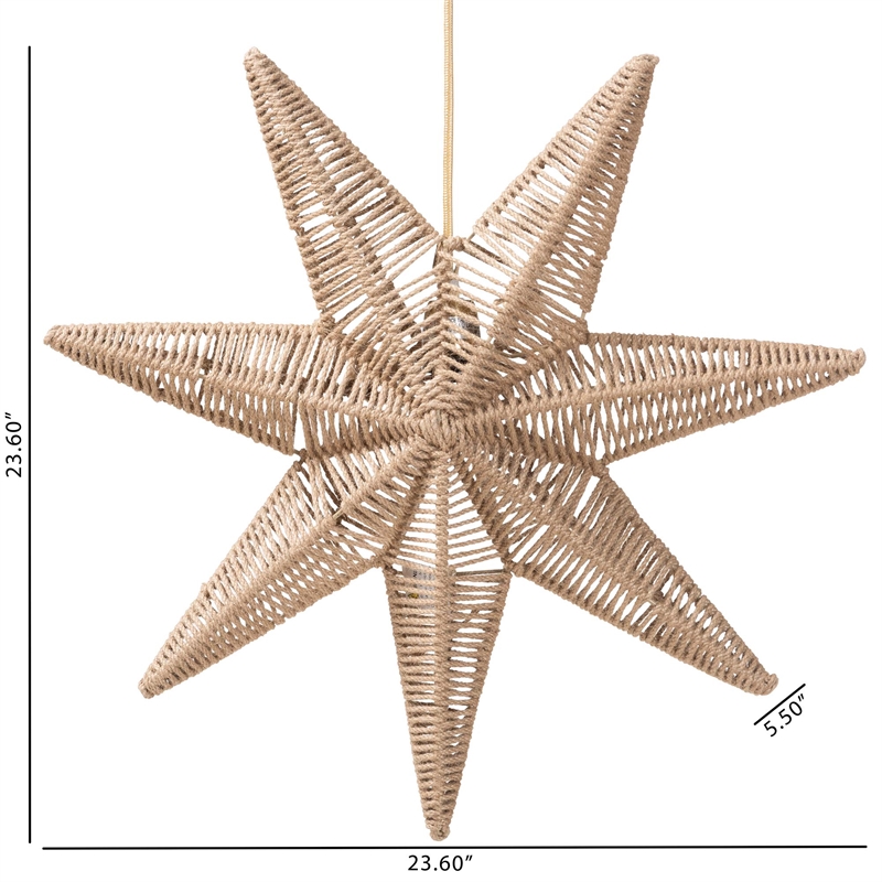 Pemberly Row Handwoven Jute 7-Point Star Pendant Lampshade for Ceiling