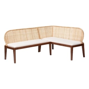 Pemberly Row 2-Piece L-Shaped Rattan Corner Bench Set with Cushions