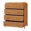 Pemberly Row Natural Rattan 4-Drawer Storage Cabinet with Wood Pulls