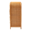 Pemberly Row Natural Rattan 4-Drawer Storage Cabinet with Wood Pulls