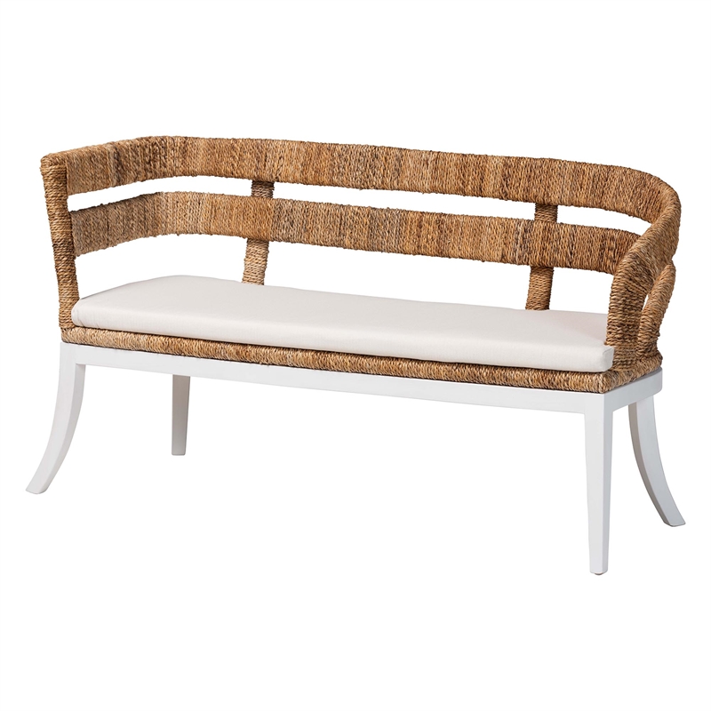 Pemberly Row 3-Piece Seagrass Dining Nook Set with L-Shaped Corner Benches