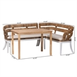 Pemberly Row 3-Piece Seagrass Dining Nook Set with L-Shaped Corner Benches
