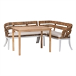 Pemberly Row 3-Piece Seagrass Dining Nook Set with L-Shaped Corner Benches