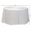 Pemberly Row White Rattan Round Coffee Table with Scalloped Base