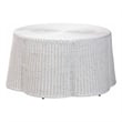 Pemberly Row White Rattan Round Coffee Table with Scalloped Base