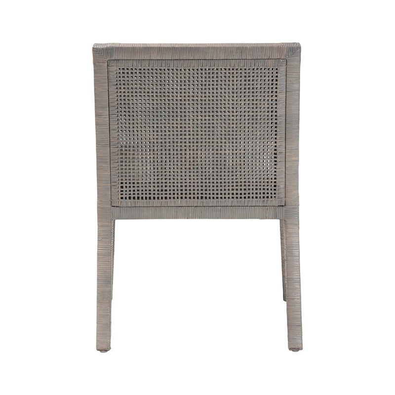 Pemberly Row Grey Rattan Armchair with Mahogany Frame and Removable Cushion