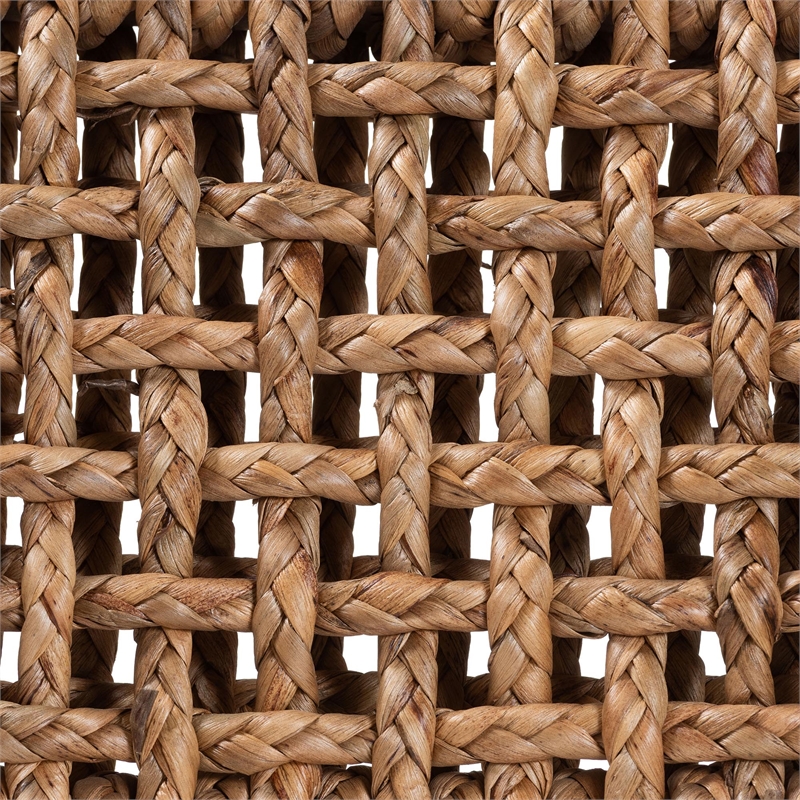 Pemberly Row Brown Seagrass Counter Stool with Mahogany Frame and Footrest