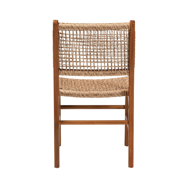 Pemberly Row Mahogany and Viro Fiber Dining Chair with Lattice Weaving