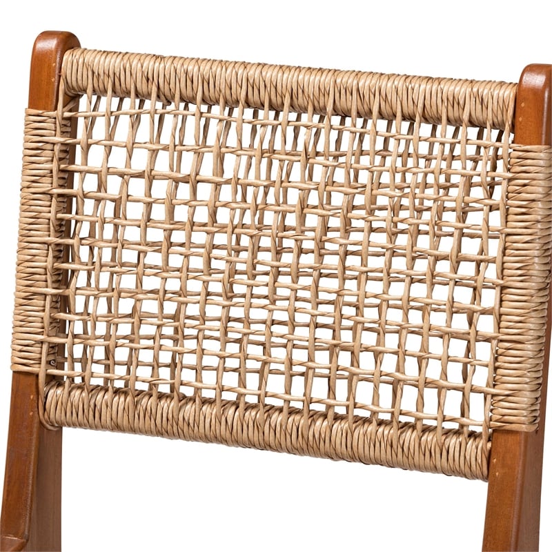 Pemberly Row Mahogany and Viro Fiber Dining Chair with Lattice Weaving