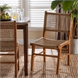 Pemberly Row Mahogany and Viro Fiber Dining Chair with Lattice Weaving