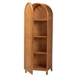 Pemberly Row Natural Rattan Arched Accent Cabinet with 4 Shelves