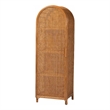 Pemberly Row Natural Rattan Arched Accent Cabinet with 4 Shelves