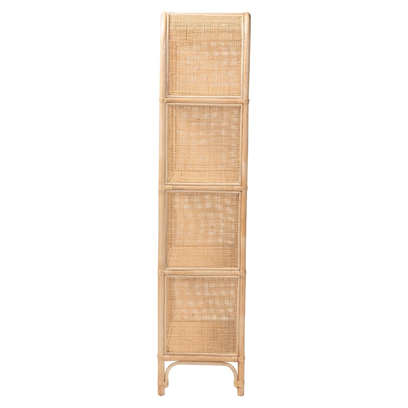 Pemberly Row Natural Rattan 4-Shelf Open Display Unit with Arched Frame