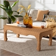 Pemberly Row Natural Rattan Ming-Style Coffee Table with Flared Edges